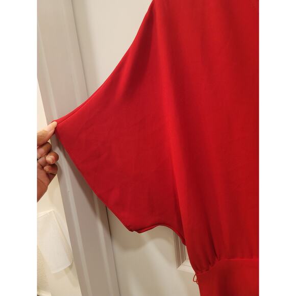 Trina Turk Red Blouson Dress with Hi Low Hem - Picture 4 of 9